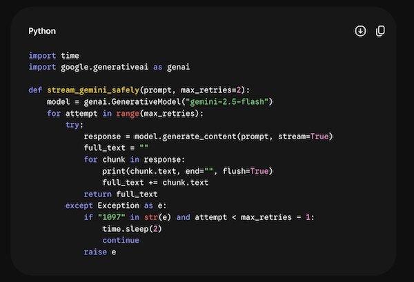 Giải Mã Lỗi 1097 Của Gemini: Vì Sao Phản Hồi Bị Đứt Đoạn Và Cách Khắc Phục 5 Python sửa lỗi 1097 Gemni